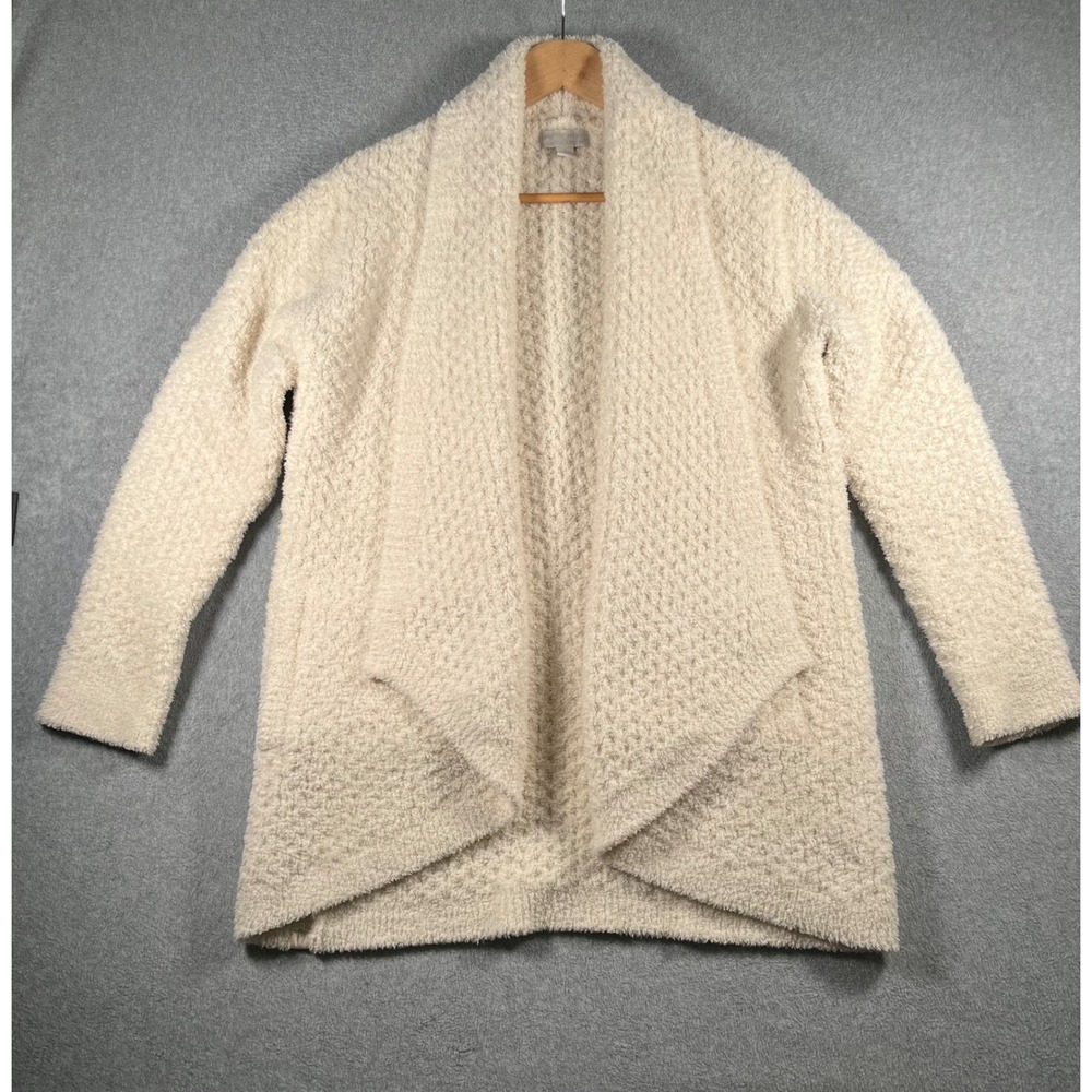 Barefoot Dreams CozyChic Open Front Cardigan Cream White Draped Sweater Small